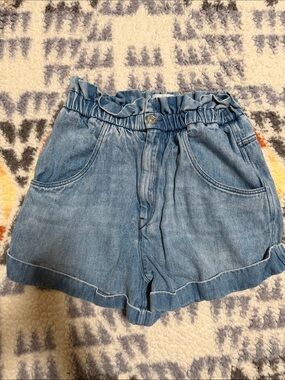 Isabel Marant Light Blue Denim Paperbag-Waist Shorts